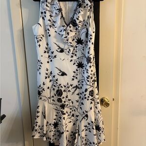 Chic Asymmetrical Black and White Floral Dress